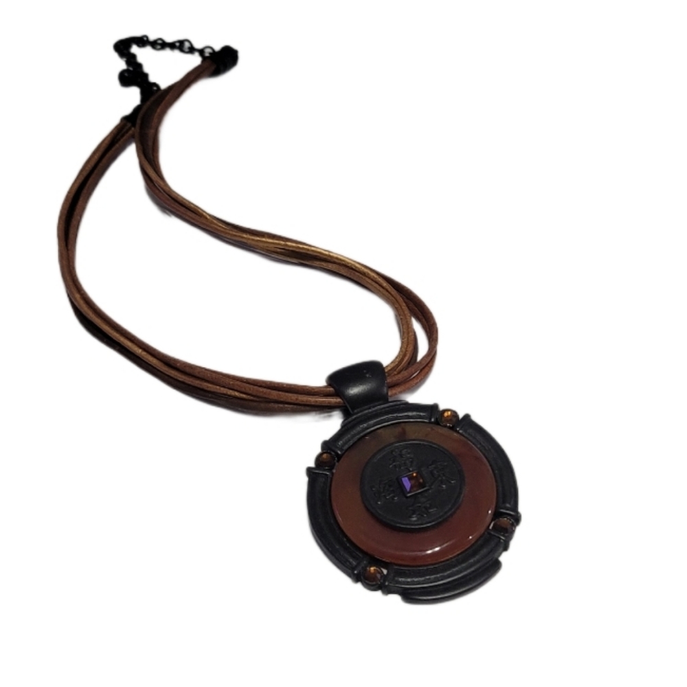 Chico's Women's Vintage Asian Style Pendant/Medallion Charm Necklace